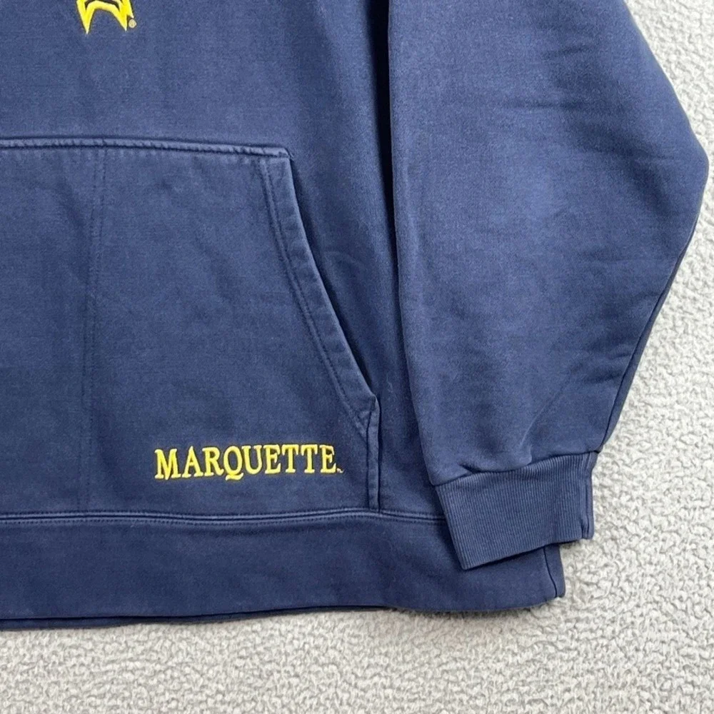 Vintage Nike Team Center Swoosh Hoodie Navy Blue Marquette Golden Eagles Mens L‎